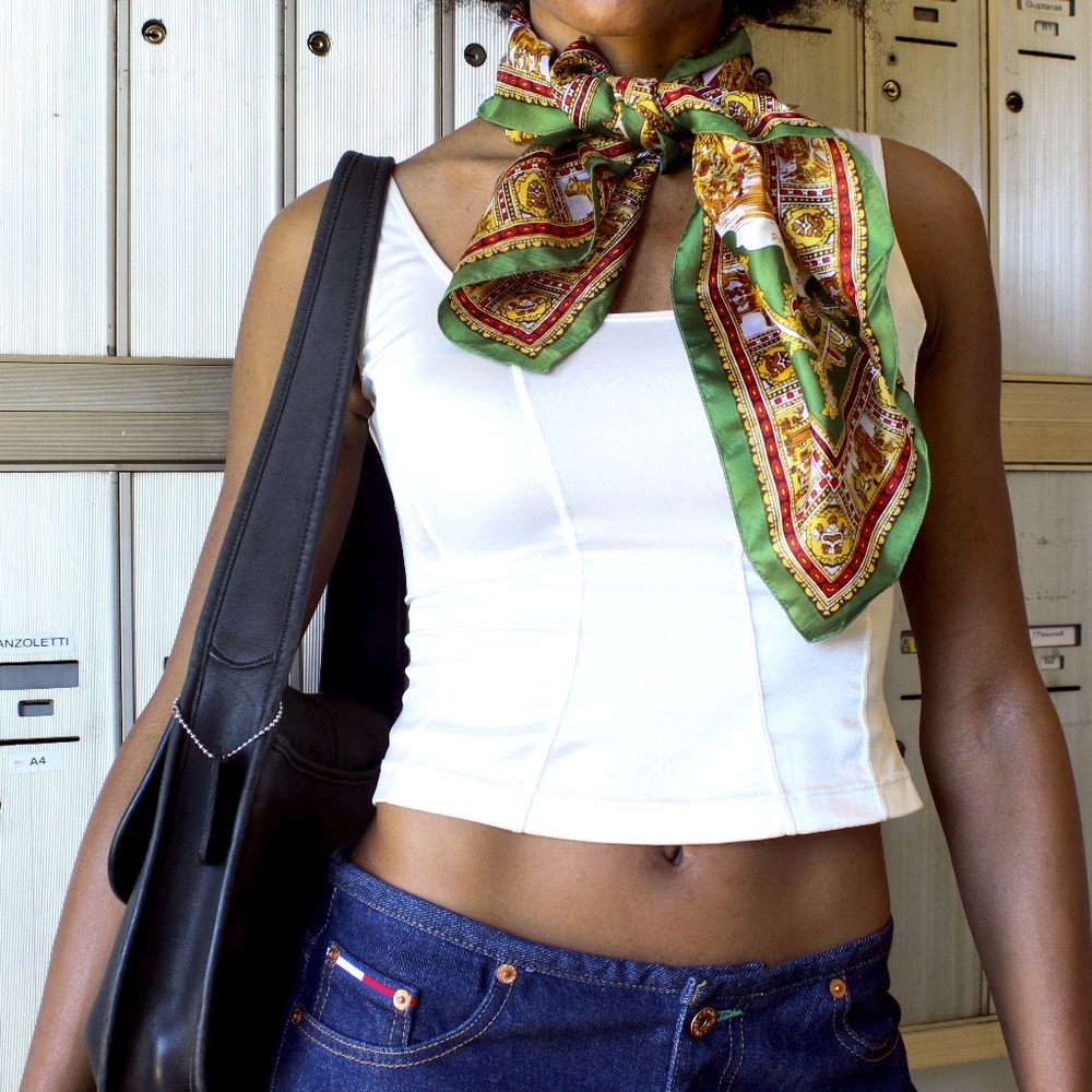 Vintage Green and Red Neck Scarf